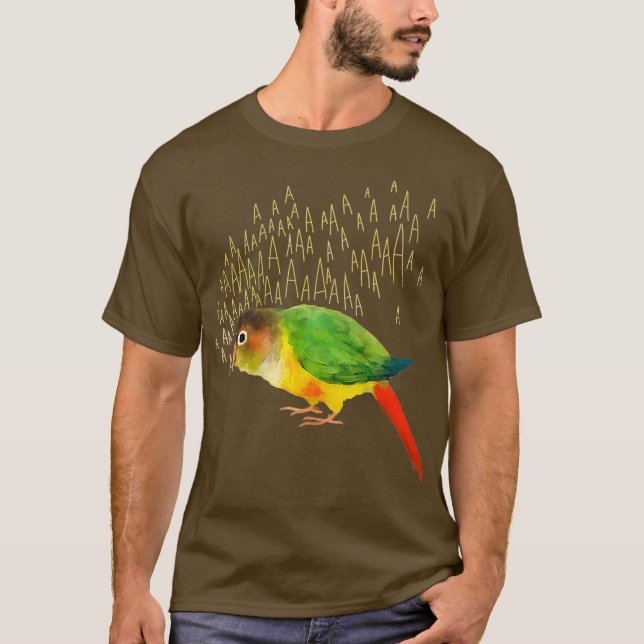 Camiseta A Gritar com o Conure Verde Amarelo (Frente)