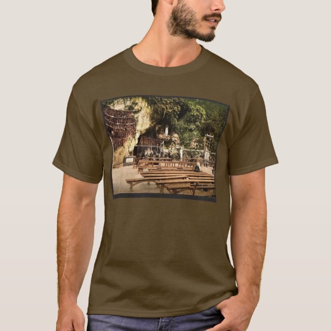 Camiseta A gruta de Notre Dame, Lourdes, Pyrenees, franco (Frente)