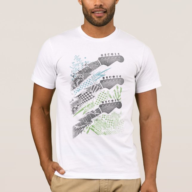 Camiseta A guitarra abstrata dirige o t-shirt dos homens (Frente)
