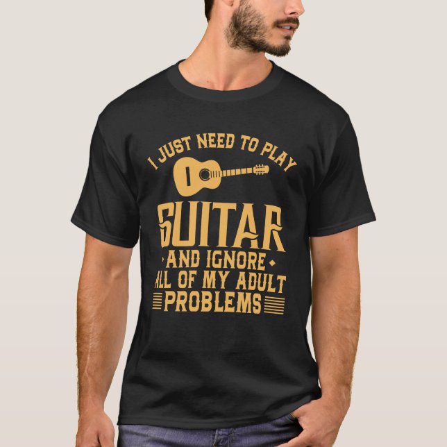 Camiseta A guitarra engraçada ignora meus problemas adultos (Frente)