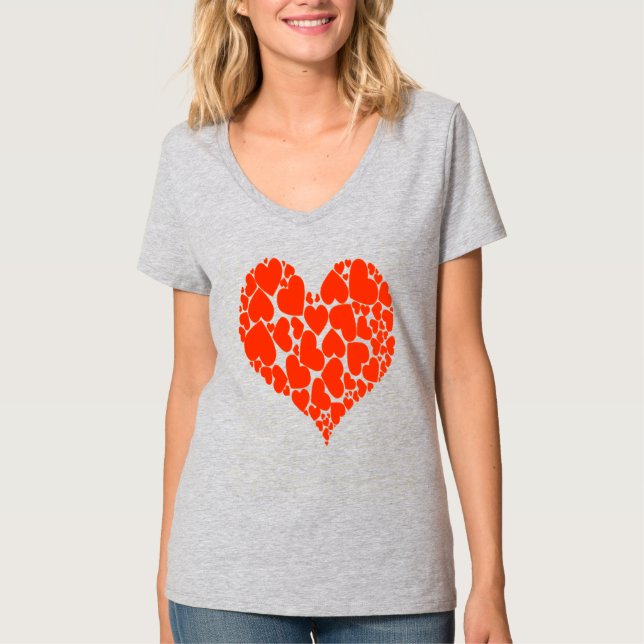 Camiseta A Heart Of Hearts Romantic Design Monotone Red (Frente)
