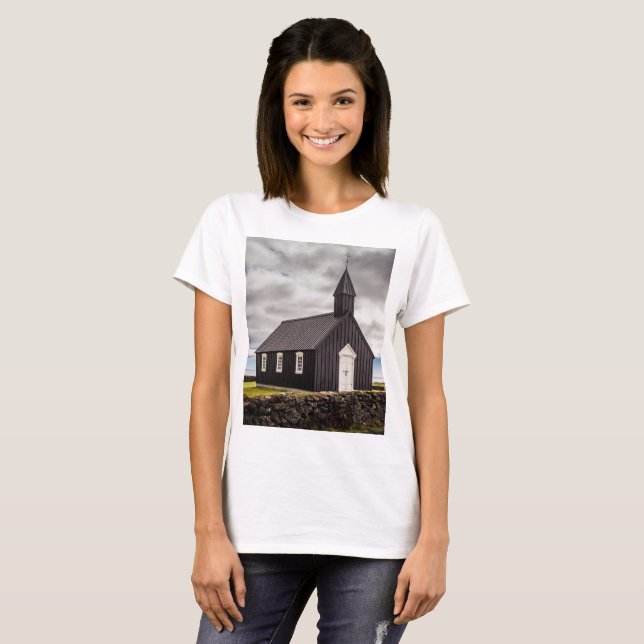 Camiseta A Igreja Negra De Budir, Islândia (Frente Completa)