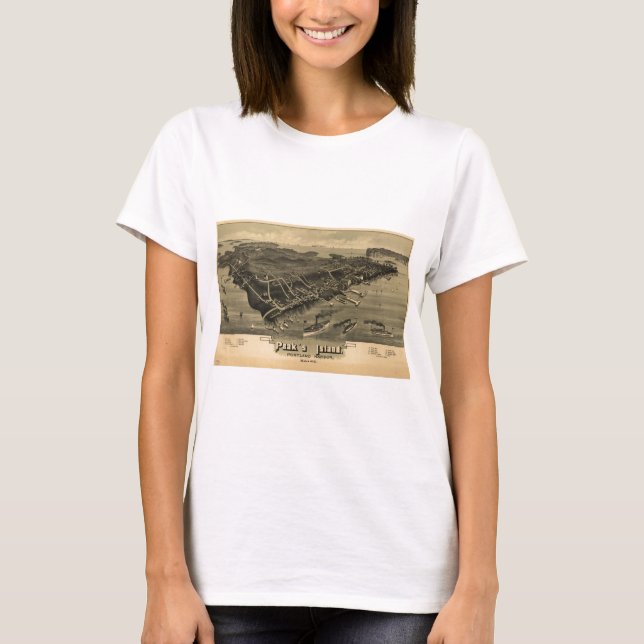 Camiseta A ilha do pico, Portland, Maine em 1886 (Frente)
