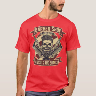Camiseta a ilustração da barbearia do crânio