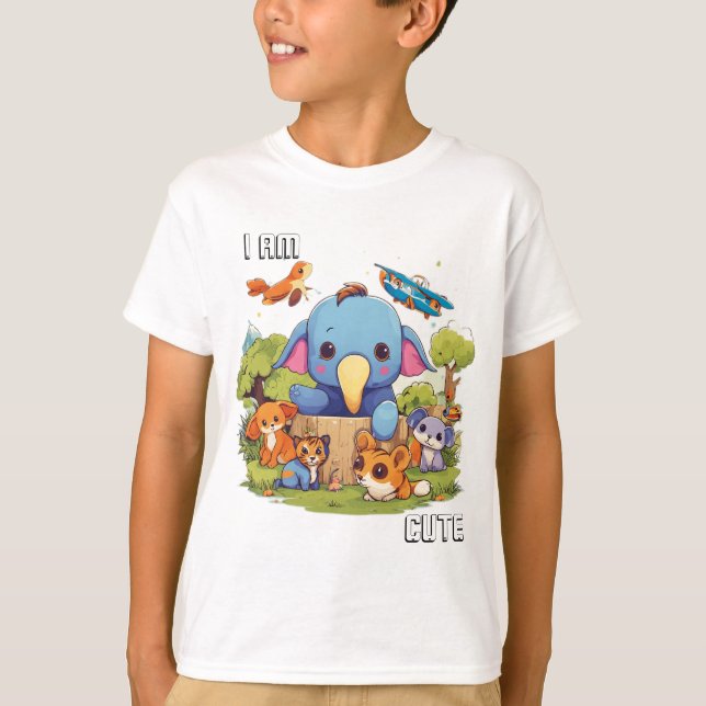 Camiseta A ilustração de desenho animado de animais bonitos (Frente)