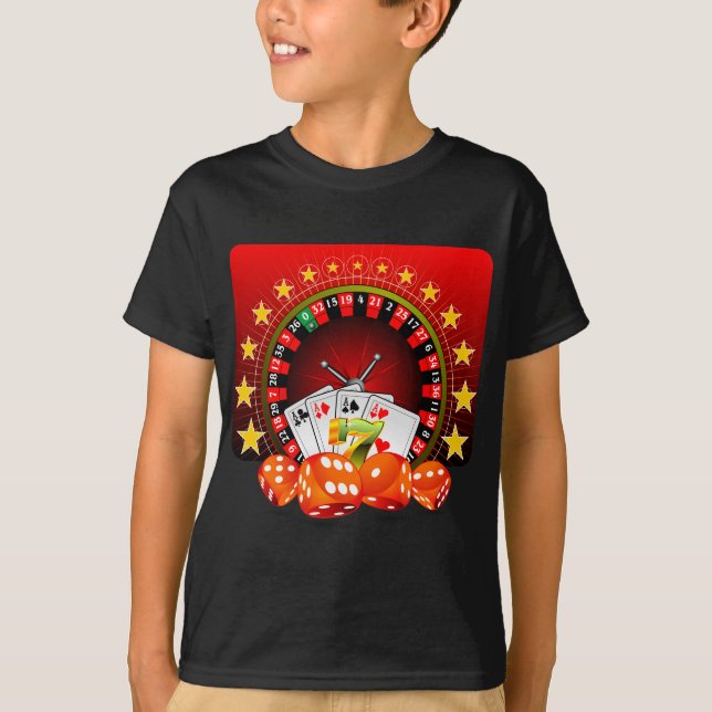 Camiseta A ilustração do casino com roda de roleta e corta (Frente)