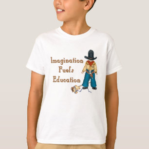 Camiseta A imaginação alimenta a educação (cowboy) crianças