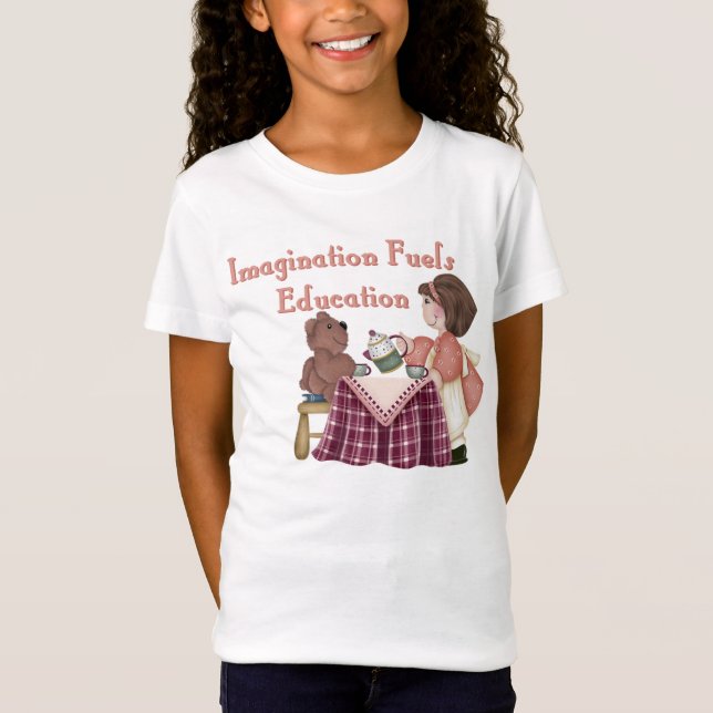 Camiseta A imaginação alimenta a educação (teaparty) menina (Frente)