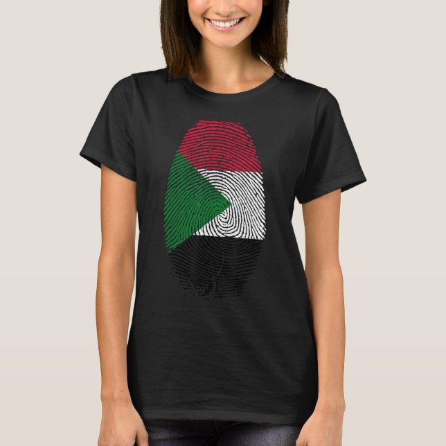 Camiseta A Impressão Digital Da Bandeira Do Sudão Está No M (Frente)