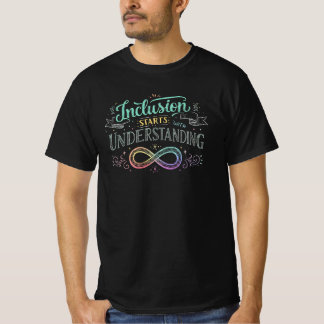 Camiseta A inclusão começa com a compreensão da cotação do