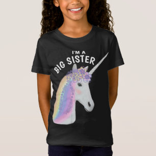 Camiseta A Irmã Grande Unicórnio Preta Rosa