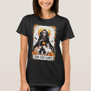 Camiseta A Lady Tarot Card Witchy Skeleton Gótico Mãe