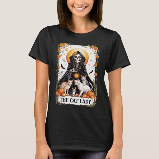 Camiseta A Lady Tarot Card Witchy Skeleton Gótico Mãe (Frente)