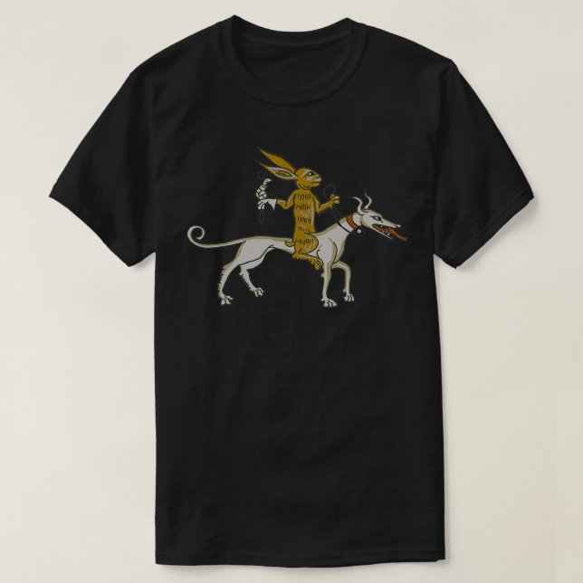 Camiseta A lebre e o galo pegam o caracol em uma lua (Frente do Design)