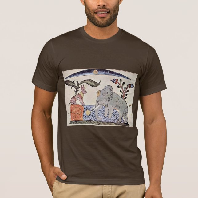 Camiseta A lebre e o rei do elefante na frente do RIM (Frente)