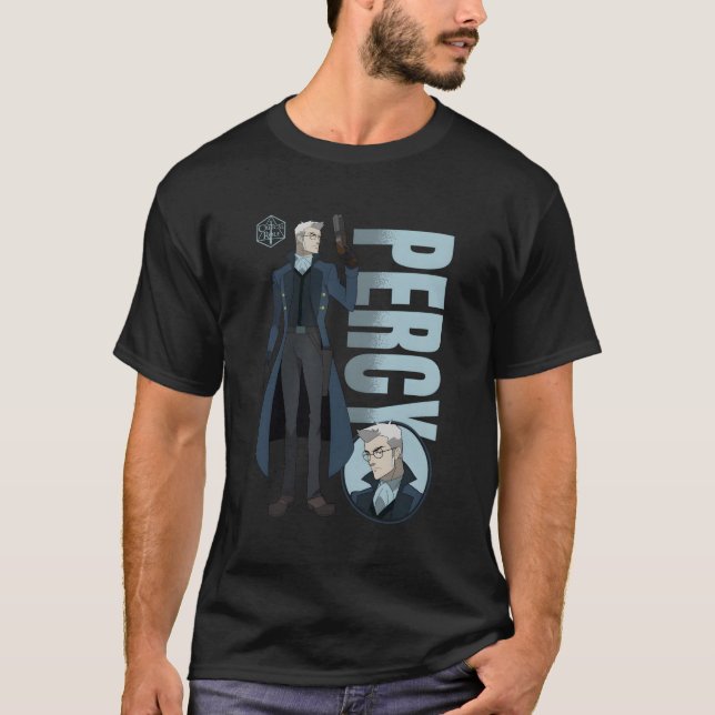 Camiseta A Lenda Do Vox Machina Percy Com Nome (Frente)