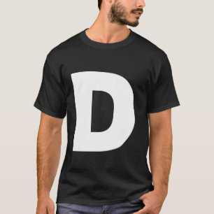 Camiseta A Letra D Maiúscula Simples Texto Branco Negrito