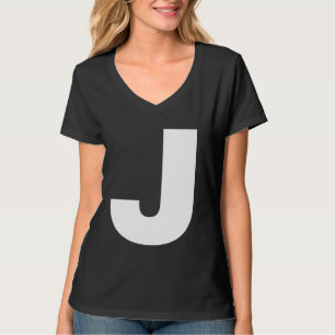 Camiseta A letra J maiúscula, branco simples, em negrito