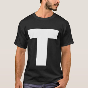 Camiseta A Letra T Maiúscula Simples Texto Branco Negrito