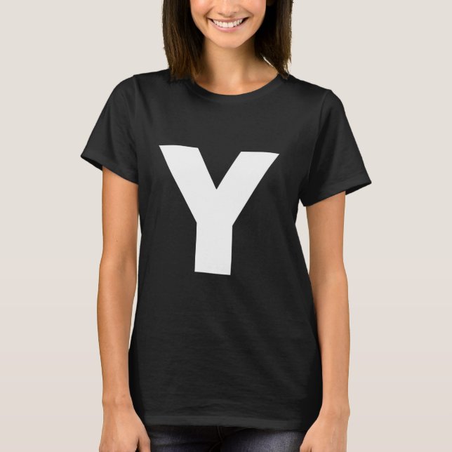 Camiseta A Letra Y Maiúscula Texto Branco Simples Negrito (Frente)