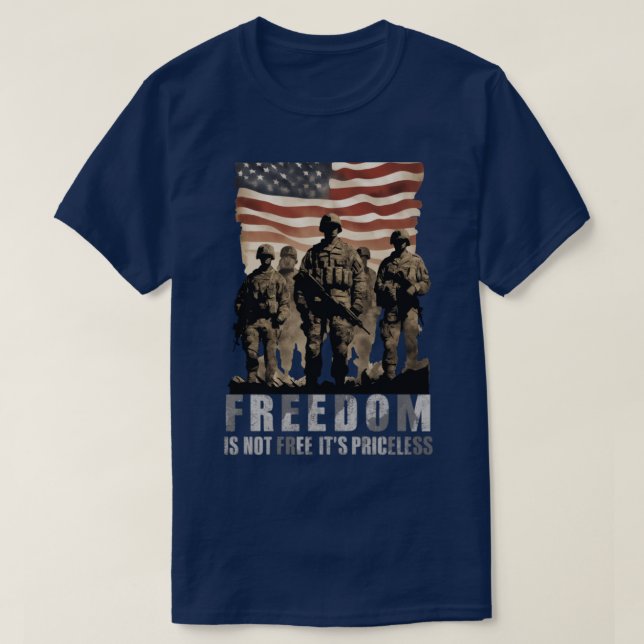 Camiseta A Liberdade de Bandeira Americana Patriótica não é (Frente do Design)