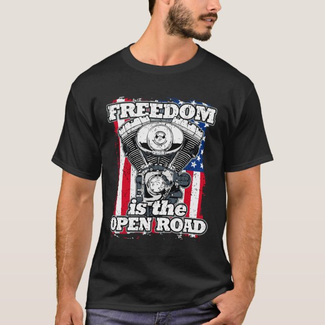 Camiseta A Liberdade É A Estrada Aberta Que Bandeira Americ (Frente)