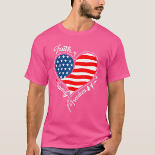 Camiseta A Liberdade Familiar da Fé Patriótica Cruzando Amé
