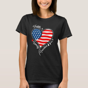 Camiseta A Liberdade Familiar da Fé Patriótica Cruzando Amé