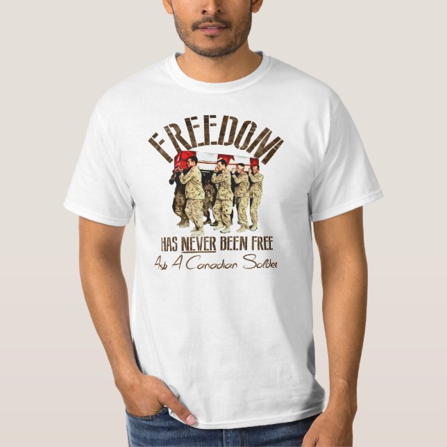 Camiseta A liberdade NUNCA foi livre pergunta a um soldado (Frente)