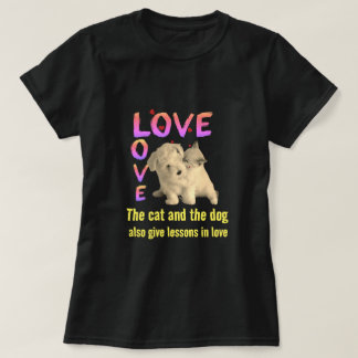 Camiseta A lição de gato e cão no amor