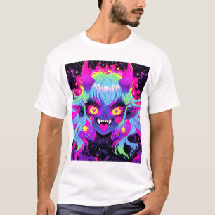 Camiseta A Língua da Menina de Animação Elf do Demônio Wack