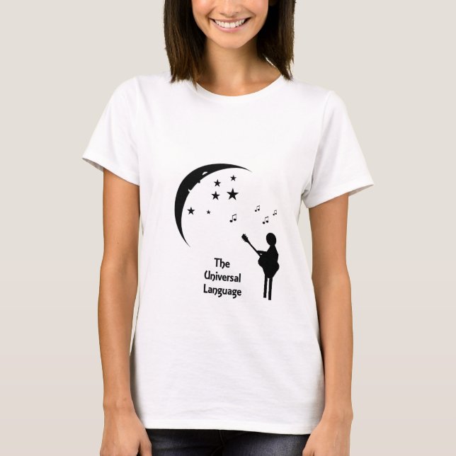 Camiseta A língua universal - música com a lua (Frente)