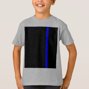 Camiseta A linha azul-fina simbólica num decor preto