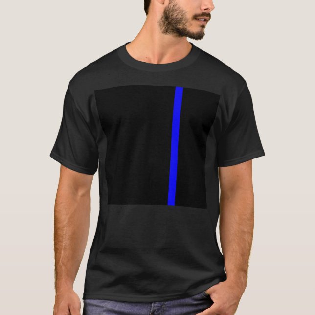 Camiseta A linha azul fina simbólica num decor preto (Frente)
