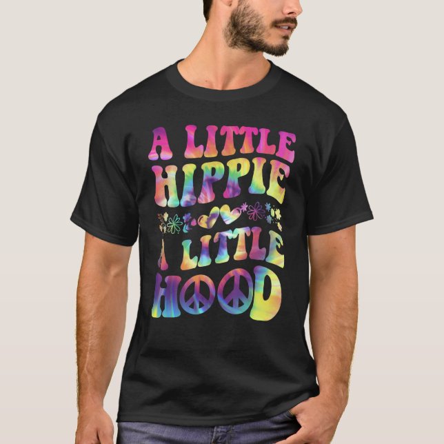 Camiseta A Little Hippie A Little Hood Tie Dye Peace (Frente)