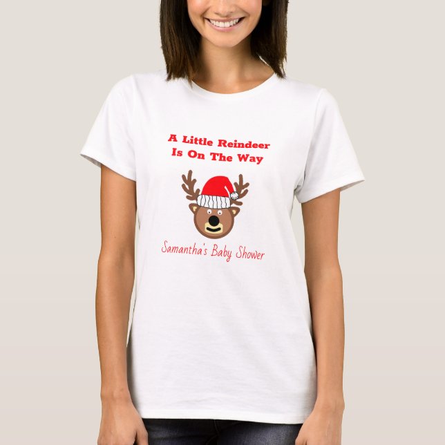 Camiseta A Little Reindeer Is On The Way (Frente)