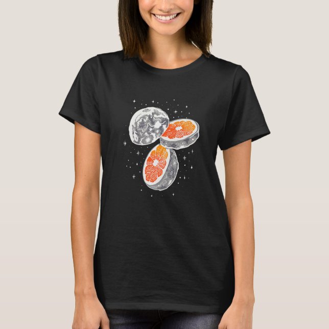Camiseta A Lua É Um Cosmico Astral Laranja Para O Spac (Frente)