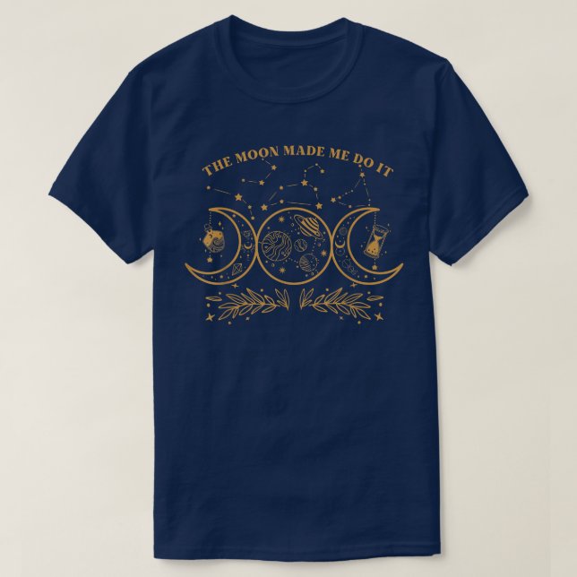 Camiseta A Lua Fez-Me Fazer Isso Vestido. (Frente do Design)