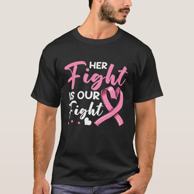 Camiseta A Luta Dela É O Nosso Cancer De Fita Rosa W (Frente)