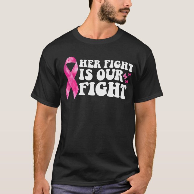 Camiseta A Luta Dela É O Nosso Cancer De Mama Rosa De Groov (Frente)