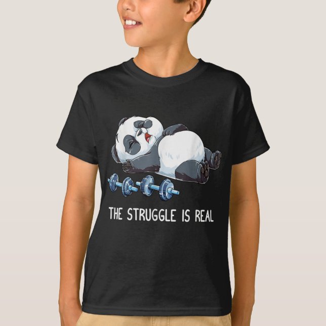 Camiseta A luta é o levantamento de peso real do Panda (Frente)