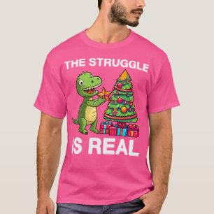 Camiseta A Luta É O Verdadeiro Dinossauro X-Mas Tree Christ