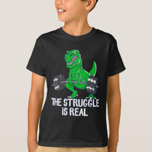 Camiseta A Luta É Um Trabalho Engraçado Da Academia T-rex.