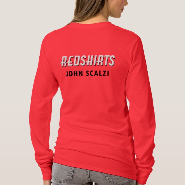 Camiseta A luva longa das mulheres do Redshirt (Verso)