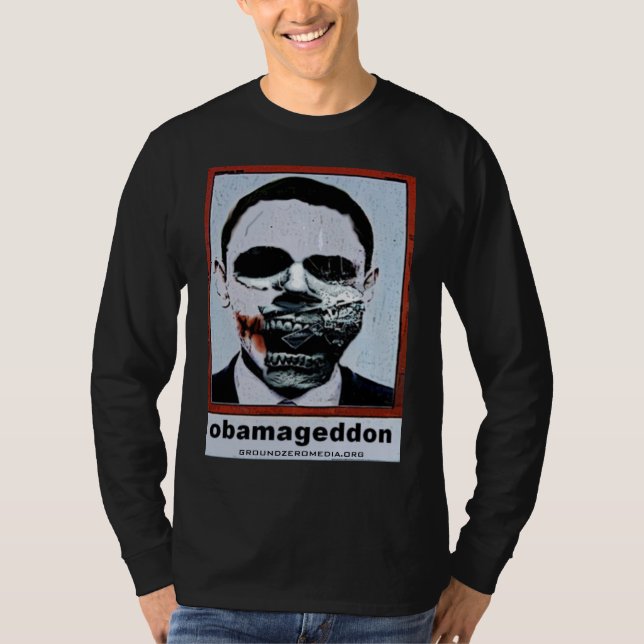 Camiseta A luva longa de Obamageddon (Frente)