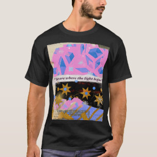 Camiseta A Luz Começa Dentro – Design de Gema Rosa e Dourad