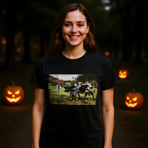 Camiseta A Maçã De Leite E A Pintura De Halloween Fantasma