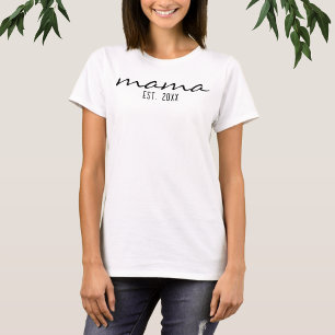 Camiseta A Mãe De Script Moderno Estabeleceu Data Nova Mãe