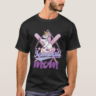 Camiseta A mãe dos jogadores de beisebol no unicórnio entre