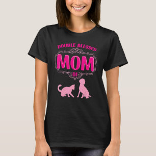 Camiseta A Mãe Dupla Abençoada É Só Uma Mãe Que Ama O Gato 